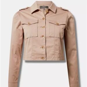Torrid Tan LightWeight Twill Army Tucker Jacket Khaki Button Up  Size 4X‎